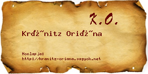 Kránitz Oriána névjegykártya